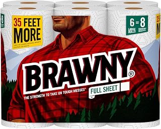 Brawny Paper Towels, 6 Large Rolls, Full Sheet, 6 = 8 Regular Rolls