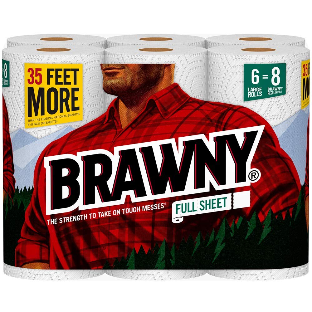 Paper Towels by Brawny – 6 Count (Pack of 1), Paper, White, Model 440785