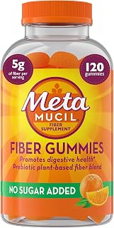 Metamucil Fiber Gummies for Adults, No Sugar Added Orange Flavor, 5g Prebiotic Plant Based Fiber Supplement Blend, 120 Count