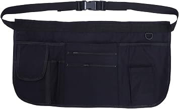 Ipetboom Server Apron for Waiter Waitress, Adjustable Belt Multiple Pocket | Oxford Cloth Tear-Resistant, Server Waist Apron for Pad Menu Notebook Money, For Restaurant Bistro Cafe, 24.02x11.42'',