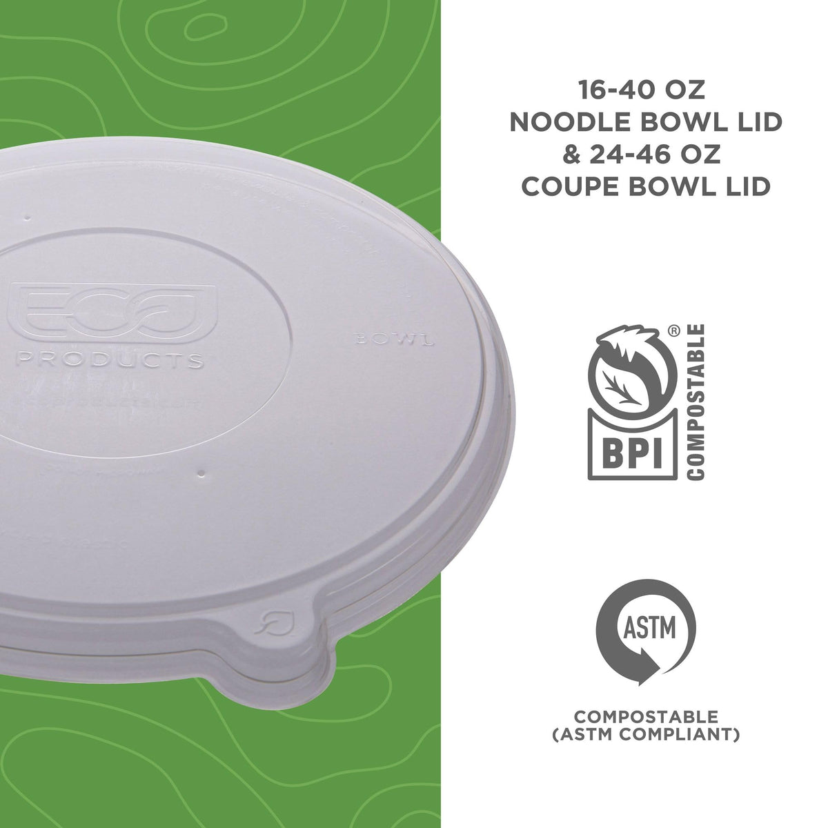 Eco-Products Recycled Flat Bowl Lids by ECO PRODUCTS – 100% Recycled Lid for All coupe and Noodle bowls, 710.0 milliliters, Recycled Plastic, Clear, Pack of 400