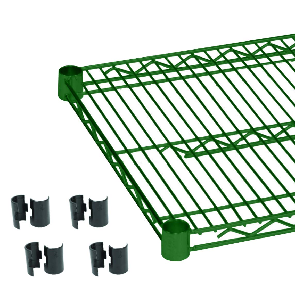 Epoxy coating wire shelves 18" x 60" with 4 set plastic chip by Thunder Group – 8, EPOXY COATED IRON WIRE, Green, Pack of 2, Model CMEP1860