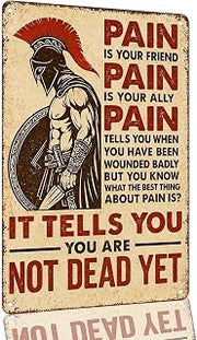 Spartan Warrior Motivational Pain Quote Aluminum Metal Sign 8 x 12 Inch