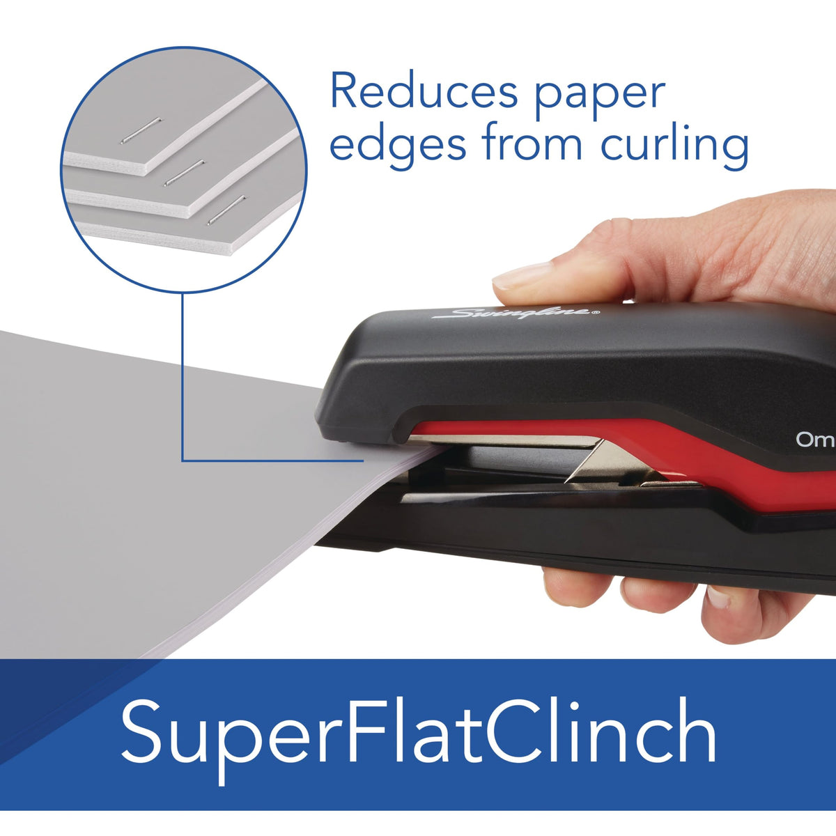 Stapler, Omnipress 30 Stapler, "Press Anywhere for Easier Use", 30 Sheet Capacity, Black/Red () by Swingline – Plastic, Black/Red, Model 5000586A