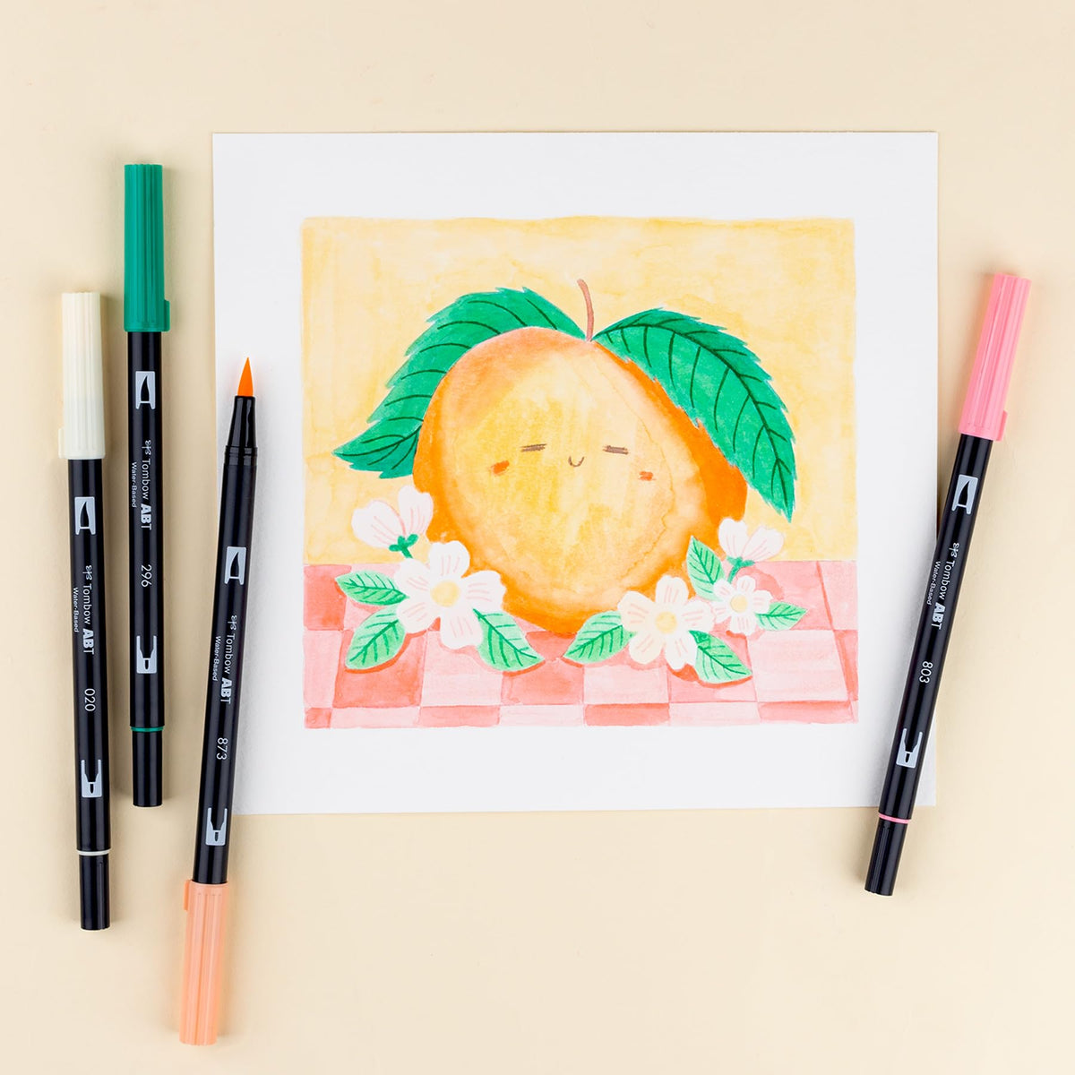 Dual Brush Pen Art Markers by Tombow – 1 Count (Pack of 6), Plastic, Nylon, Just Peachy, Model 56239