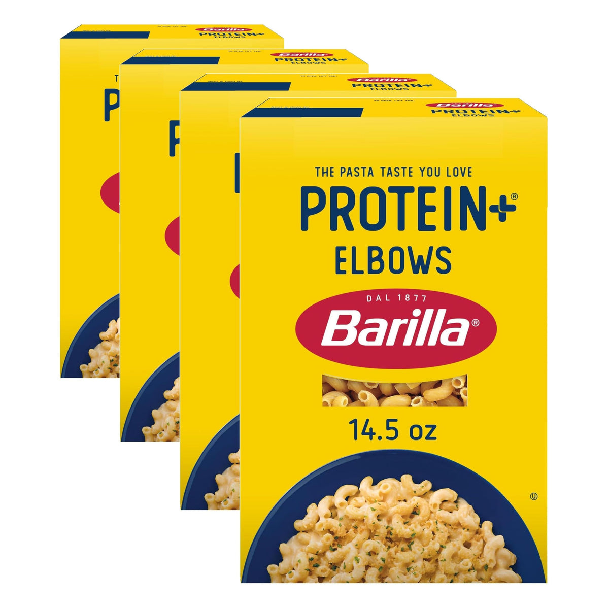Protein+ (Plus) Elbows Pasta by Barilla – 14.5 Ounce (Pack of 4), Pack of 4
