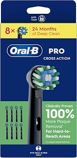 Oral-B Pro CrossAction Original Replacement Heads, Black, Pack of 8