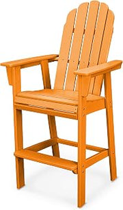 Polywood Vineyard Curveback Adirondack Bar Chair in Tangerine