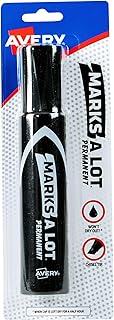 Avery Marks-A-Lot Permanent Marker, Jumbo Desk-Style Size, Chisel Tip, Water and Wear Resistant, Black Marker (24138)