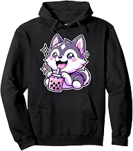 Pastel Goth Alaskan Klee Kai Dog Bubble Tea Pullover Hoodie