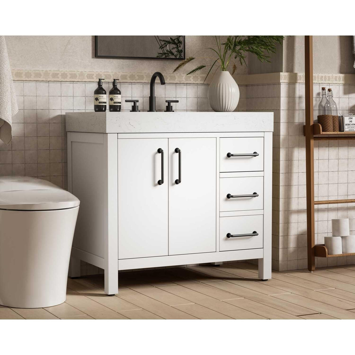 Elegant Kitchen and Bath 36" Single Bathroom Vanity in White by Elegant Lighting – unspecified, Wood, White, Model VF60636WH
