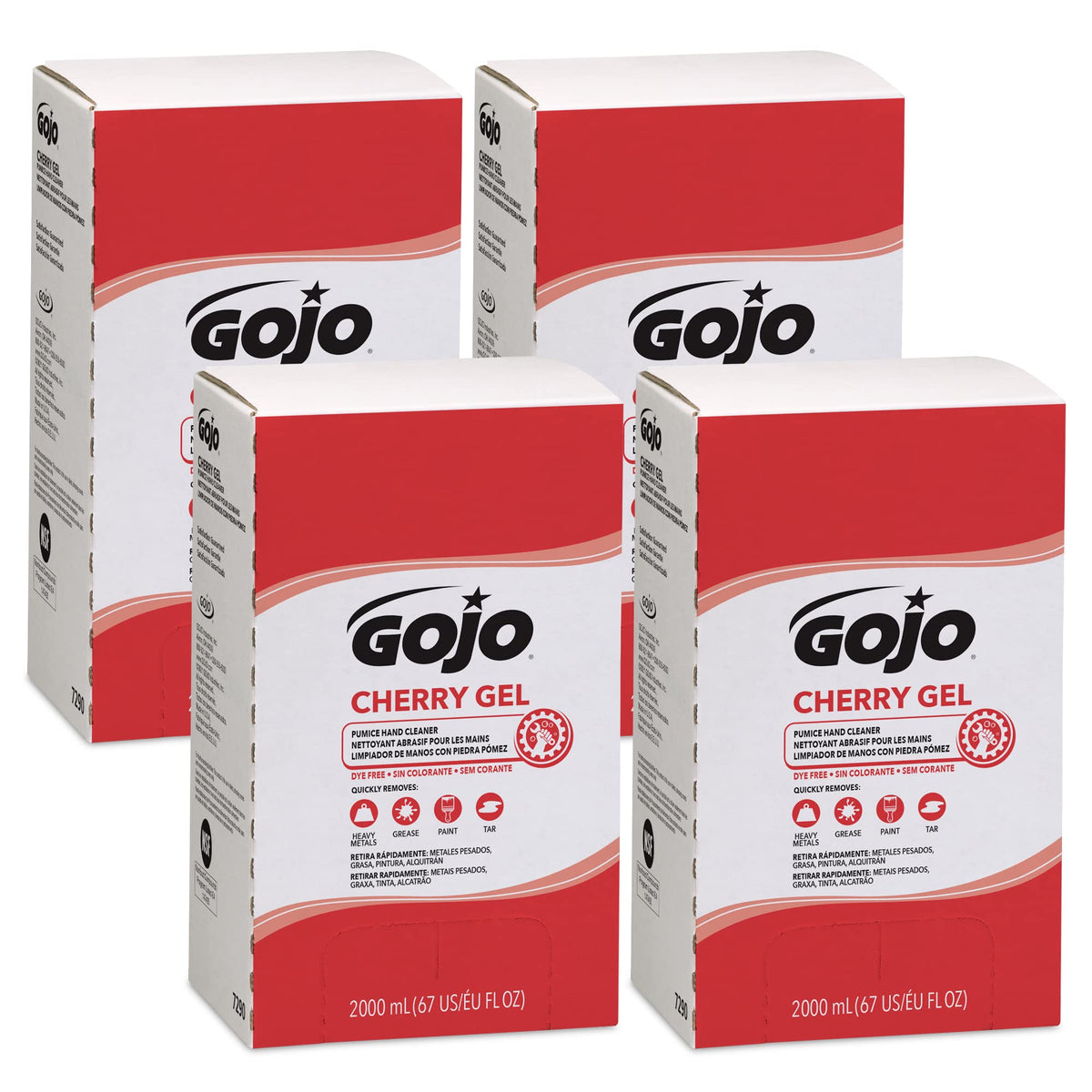 Cherry Gel Pumice Hand Cleaner by GOJO – 16.91 Fl Oz (Pack of 4), Red, Pack of 4, Model 7290-04