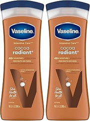 Vaseline Cocoa Radiant 2-Pack – Intensive Care Moisturizing Hand and Body Lotion with Ultra-Hydrating Lipids, Pure Cocoa Butter, 10 Oz Ea