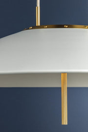 Emmons 1-Light Pendant | Essential & Modern Style | Aged Brass Finish | Made of Aluminum & Diffuser | Adjustable Hang Height 27-116" | 30" Dia x 6.75" H | -AGB/SWH by Hudson