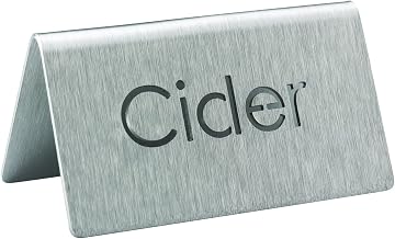 Service Ideas 1C-BF-Cider-MOD Laser Cut Table Tent Sign, Cider, 3" Length x 1.5" Width x 1.5" Height, Stainless Steel, Brushed Finish