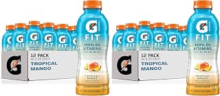 Gatorade Fit Electrolyte Beverage,Healthy Real Hydration,Tropical Mango,16.9.oz Bottles,(Pack of 24)