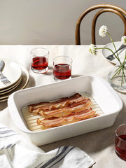 Le Tauci Ceramic Baking Pan with Rack, 4.6 Quart, White