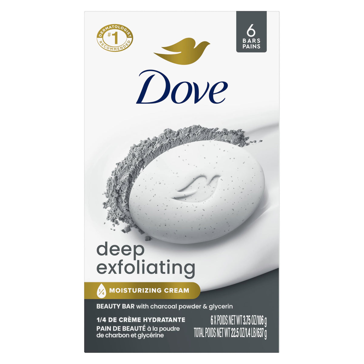 Dove 3.75 Ounce (Pack of 6) / Deep Exfoliating / Grey Soaps