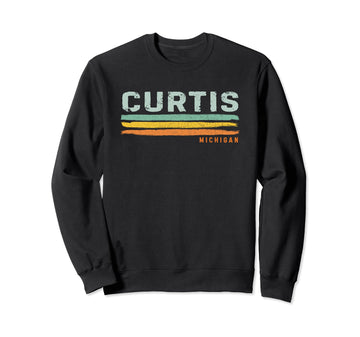 Vintage Stripes Curtis MI Sweatshirt by Curtis MI Souvenir – Black, Model P2D89SQ2H70