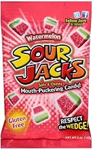 Sour Jacks Watermelon Soft and Chewy Mouth Puckering Candy, 5 Ounce -- 12 per case.