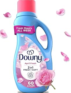 Downy 2 in 1 Liquid Fabric Softener, April Fresh, 44 fl oz, 60 Loads, Fabric Conditioner Liquid Provides Softness and Freshness for Fabrics