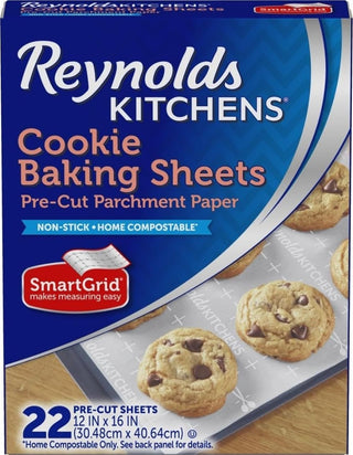 Kitchens Pre-Cut Parchment Paper Cookie Baking Sheets by Reynolds – 22 Count (Pack of 1), Wax, White, Model 10010900713358