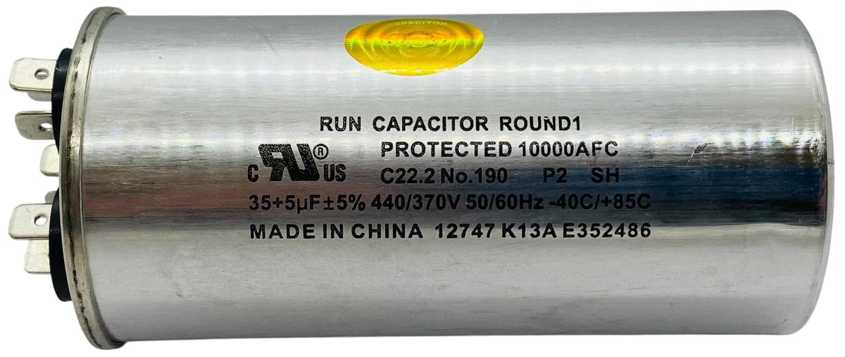 Round Motor Capacitor by Supco – 0.5500, Metal, Silver, Model SUPCO-CD35+5X440R