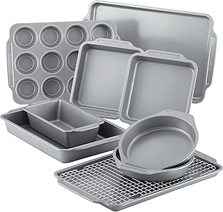 Farberware Nonstick Bakeware Set with Cooling Rack for Baking, 10-Piece