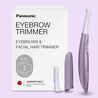 Panasonic Eyebrow & Facial Hair Trimmer for Women, Gentle Face Shaver for Peach Fuzz, Brows & Upper Lip, Flexible Head, Compact Battery-Operated Beauty Tool - ES-WF71-V