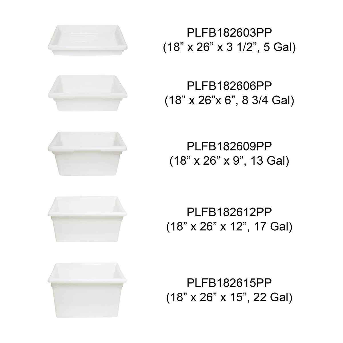 Food Storage Box by Thunder Group – 5.0 gallons, Polypropylene, White, Pack of 6, Model PLFB182603PP