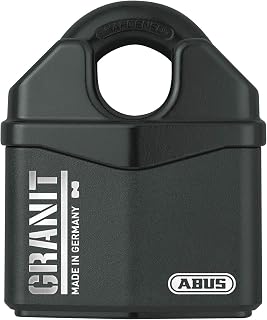 Granit 37RK/80 SZP Premium Padlock for the Highest Demands, Increased Shackle Protection, Security Level 10, Includes 2 Keys and Security Card, Black, 79172, 80 mm | Black granite coating, ABUS Plus disc cylinder, 2 keys & security card – ideal for warehouses, containers & trucks