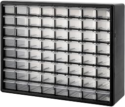 Global Industrial 64 Drawers Plastic Drawer Parts Cabinet, 20"W x 6-1/2"D x 16"H, Black