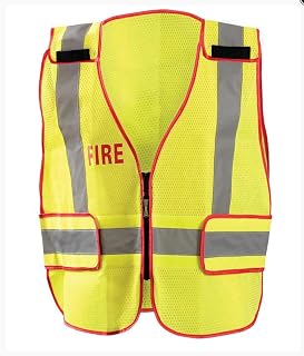 OccuNomix Fire Public Safety LUX-PS-DOR Yellow Medium Polyester Mesh High-Visibility Vest