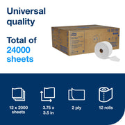 Tork OptiCore Mid-size Toilet Paper Roll T10 – 12 x 2000 sheets, 160090