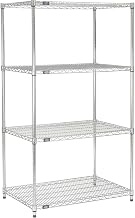 Nexel Adjustable Wire Shelving Unit, 4 Tier, Commercial Dry Storage Rack, 30" x 60" x 63", Chrome