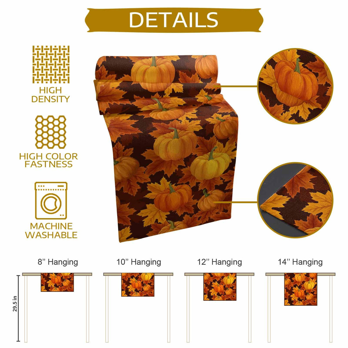 Love Home Burlap Linen Table Runner, 13 x 36 Inches, Pumpkin