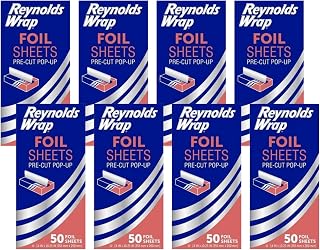 Reynolds Wrappers Aluminum Foil Sheets Pre-Cut Pop-Up 50 Count (Pack of 8)