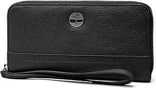 Timberland womens Leather RFID Zip Around Wallet Clutch With Wristlet Strap