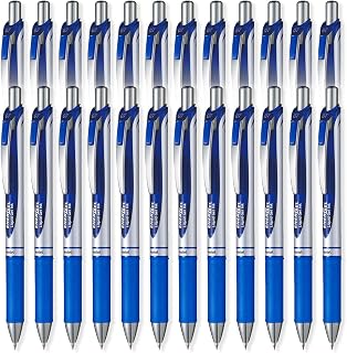 Pentel EnerGel XM BL77 - Retractable Liquid Gel Ink Pen - 0.7mm - 54% Recycled - Blue - Set of 24