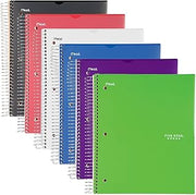 Mead Five Star Notebook + Study App - 5 Subject Notebook College Ruled - Water Resistant Customizable Cover - Spiral Notebook 8.5 X 11-200 Sheets - Assorted Colors - 6 Pack