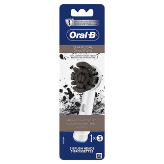 Charcoal Electric Toothbrush Replacement Brush Heads Refill by Oral-B – 3 Count (Pack of 1), Nylon, Coffee, Model EB20CH