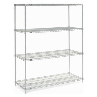 Nexelate Wire Shelving Starter Unit – 4, Alloy Steel, Silver, Model 990145