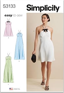 Simplicity S3133 Women's Pullover Halter Dress Sewing Pattern, Sizes 8-16
