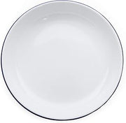 Crow Canyon Home Enamelware Pasta Plate, 10.5 inch, Vintage White/Blue (Single)