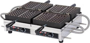 Krampouz Commercial Double Waffle Maker, Belgian Liège | 180° rotation, Belgian Liège style, double 4x7 grid, cast iron plates