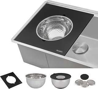 Ruvati Mixing Bowl and Colander with Black Composite Platform (complete set) for Workstation Sinks - RVA1288BWC