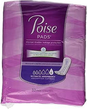 Poise Pads, Regular Length, Ultimate Absorbency 33 pads (Pack of 4)