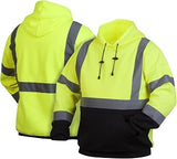 Pyramex Safety Pullover Sweatshirt With Black Bottom Hi Vis Lime 2X Large