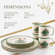 Spode Christmas Tree Earthenware Dinnerware Set, Service for 4, Multicolor