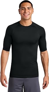 SPORT-TEK Unisex PosiCharge Compression Half-Sleeve Tee | Moisture Wicking Gym Top for Men and Women, UPF 50 Protection